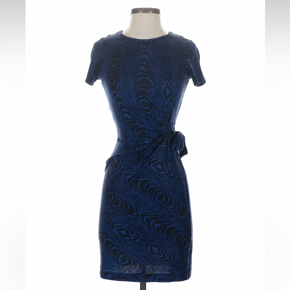 NEW Diane von Furstenberg Shift Wrap Knee Length Dress Royal Blue XS 0